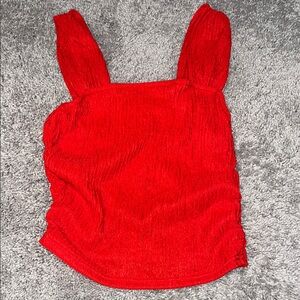 Vibrant Red Smocked Sleeveless Tank Top